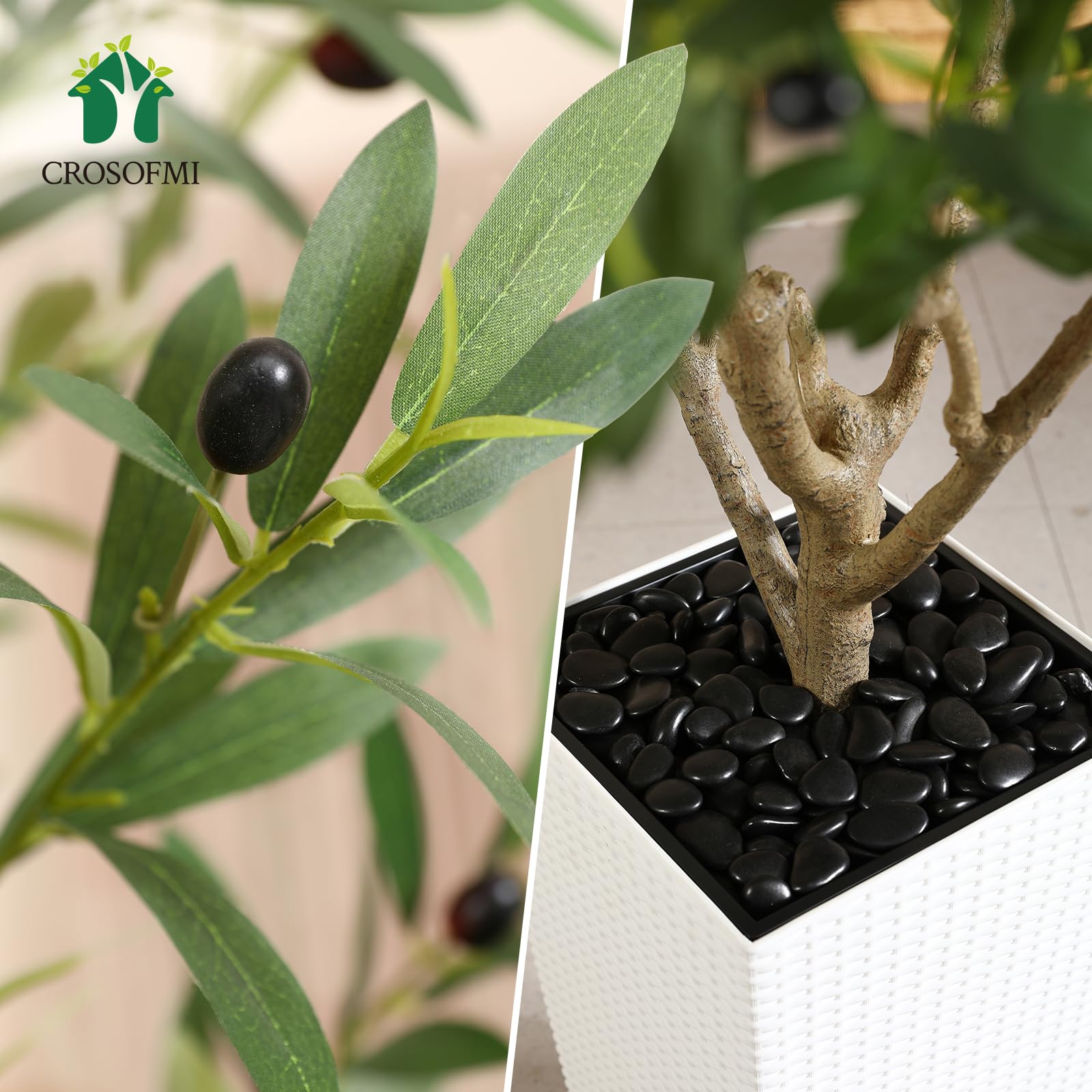 Amazon.de: CROSOFMI Knstliche Olivenbaum Gro Knstliche Pflanzen 210 cm  mit Pflanzentopf aus Kunststoff Kunstpflanzen wie Echt fr Balkon  Wohnzimmer Outdoor Deko (Wei)