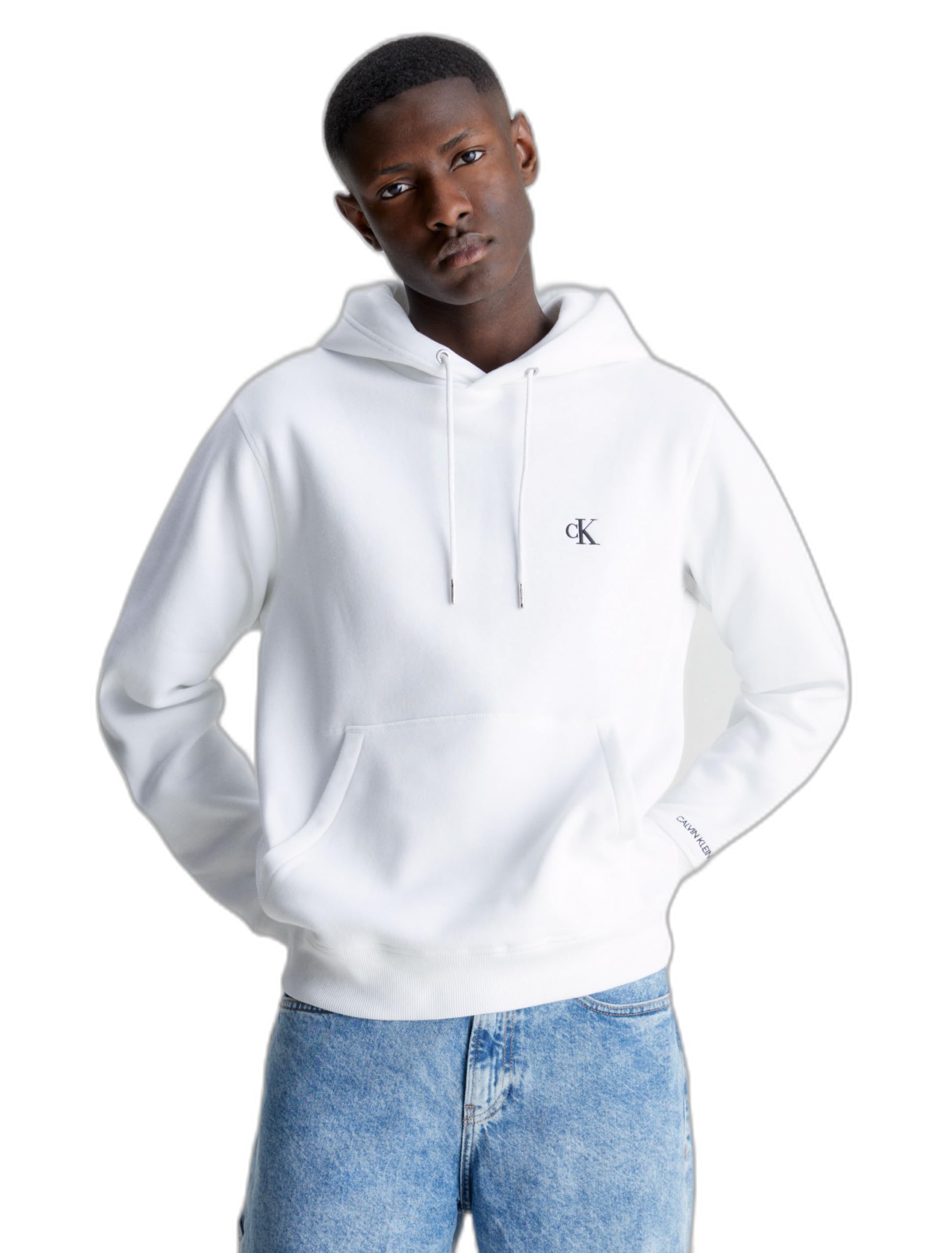 Calvin Klein Jeans Men's Ckj Essential Hoodie Sweater, White, L
