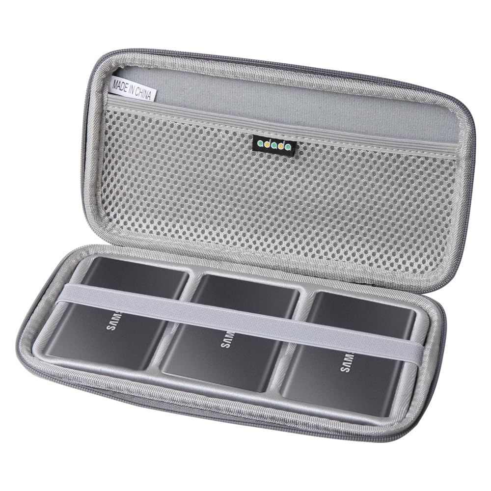 Boîtier rigide pour Samsung T7 Touch Adada : rangement antichoc triple compartiment USB 3.2 - 7