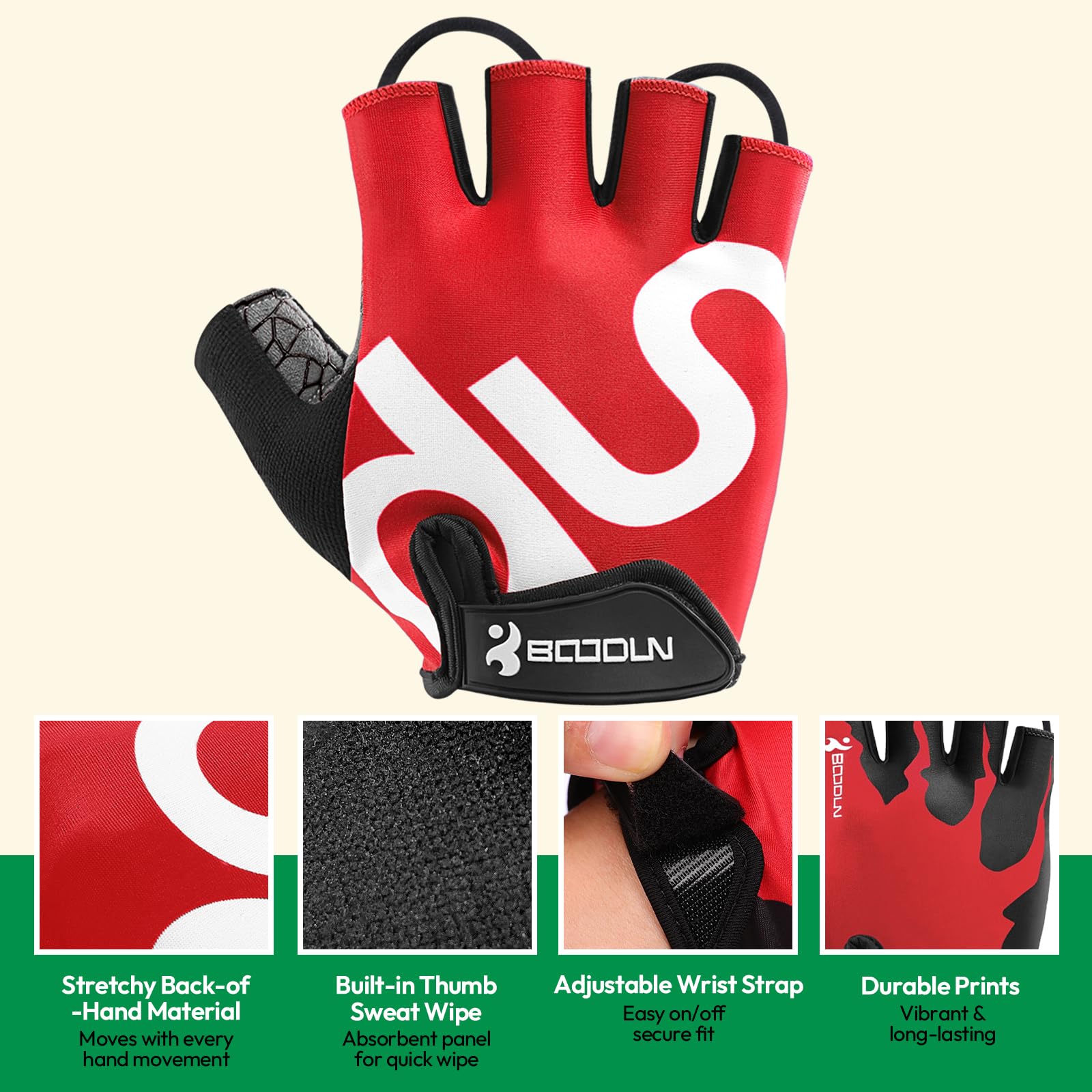 KONVINIT Guantes de Bicicleta Medio Dedo SBR Acolchado Absorción de Impactos Adecuado para Todos Los Deportes