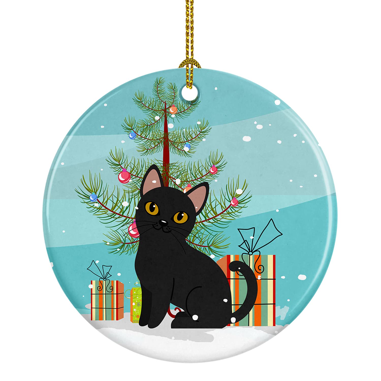 Caroline's Treasures Bombay Cat Merry Christmas Tree Ceramic Ornament Christmas Tree Hanging Decorations for Home Christmas Holiday, Party, Gift, 3 in, Multicolor