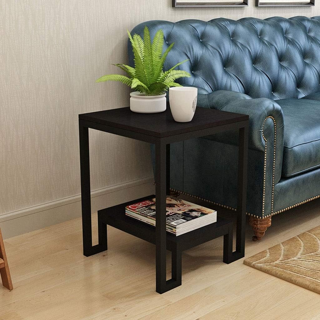 Aany Coffee Table Metal Side Table Simple Double Small Coffee Table Sofa Living Room Storage Rack Bedroom Telephone Table Balcony Garden Leisure Side Table (Color : Black, Size : B) : Home & Kitchen
