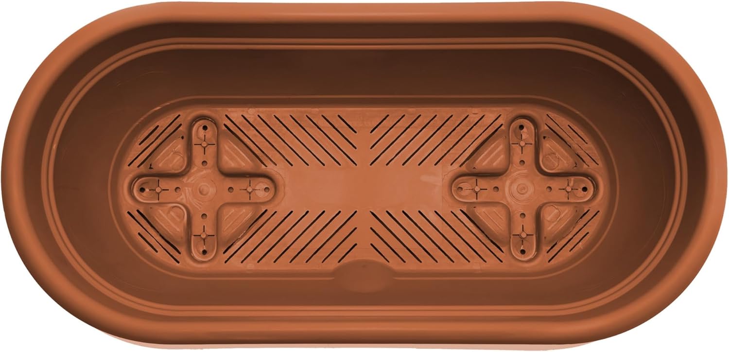 Bloem: Lucca Self Watering Window Box Planter: 18" - Pebble Stone - Durable Long Lasting Plastic Pot, Indoor Outdoor Use, Gardening, 2.5 Gal Capacity