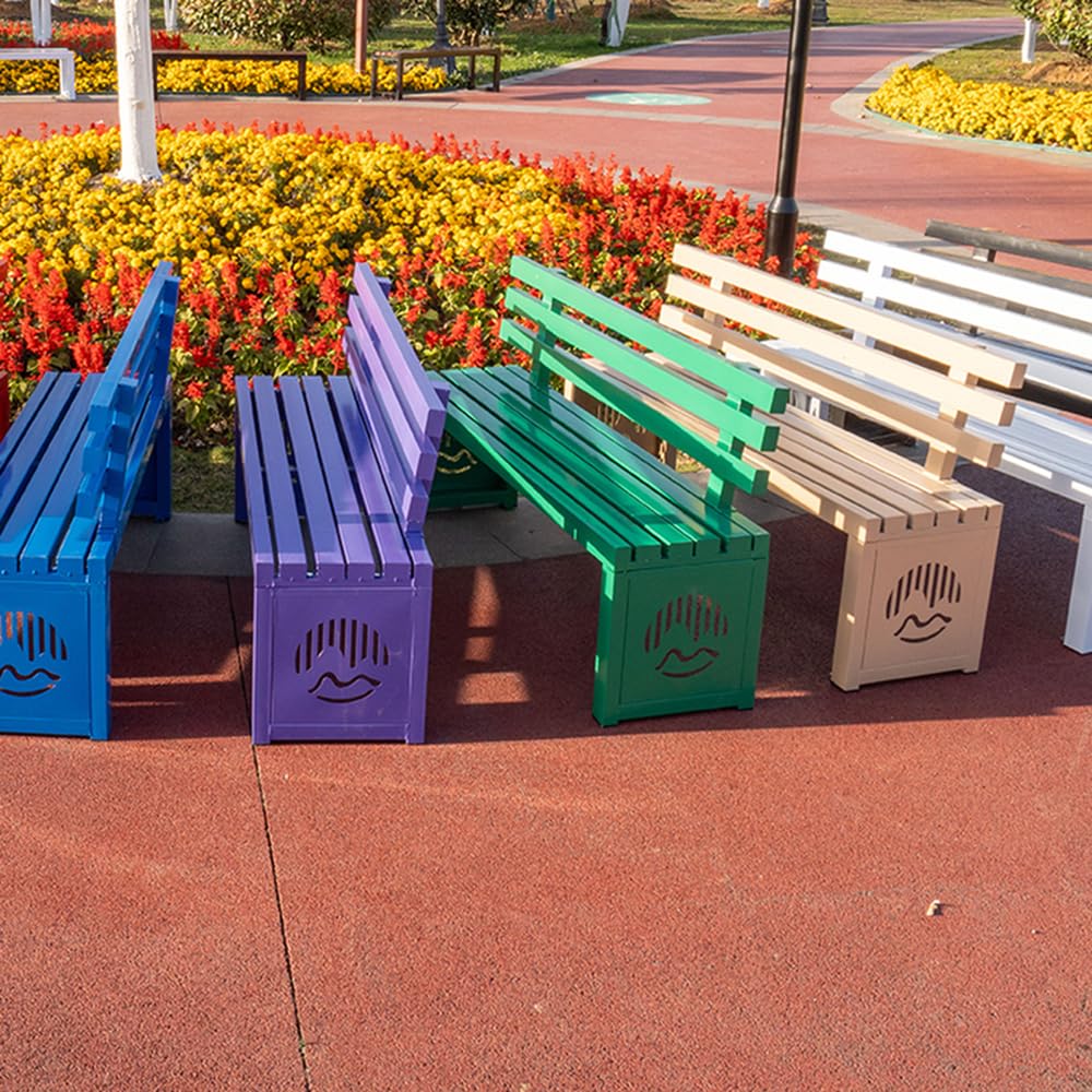 Banco de Exterior para Parque con Respaldo, Banco de Hierro Resistente a la Intemperie, Estilo Moderno, Ideal para Patio, césped, jardín o Porche. Color Verde. Medidas: 200 cm de Largo x 40,