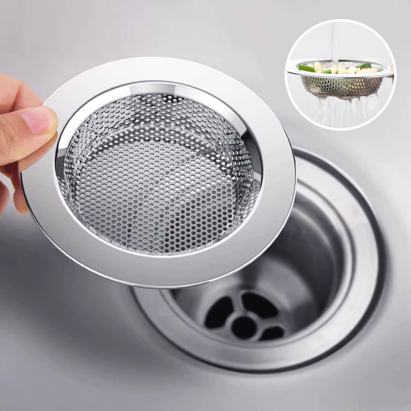 Divono 2 Pcs Sink Strainer, Sink Filter With Cover, Stainless