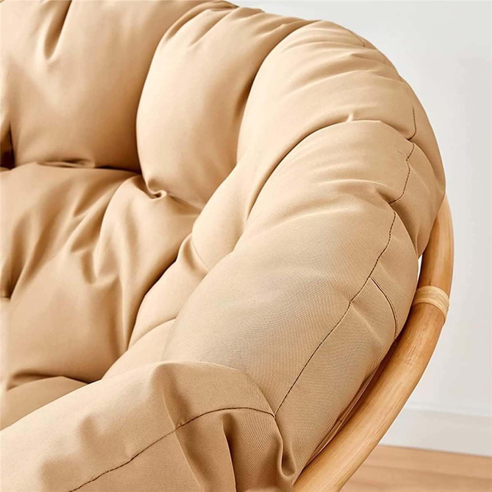 Papasan - Silla con cojín, silla de interior de caña natural para dormitorio y uso al aire libre, ideal para colgar jardines y cojines decorativos de repuesto