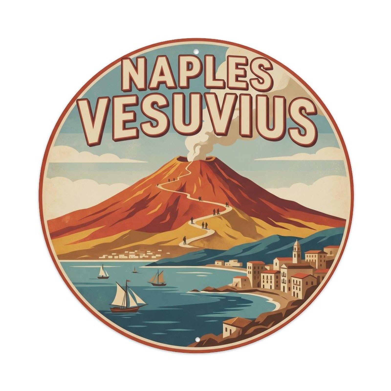 Vesuvius Travel Culture Naples Retro Coastal Metal Tin Sign