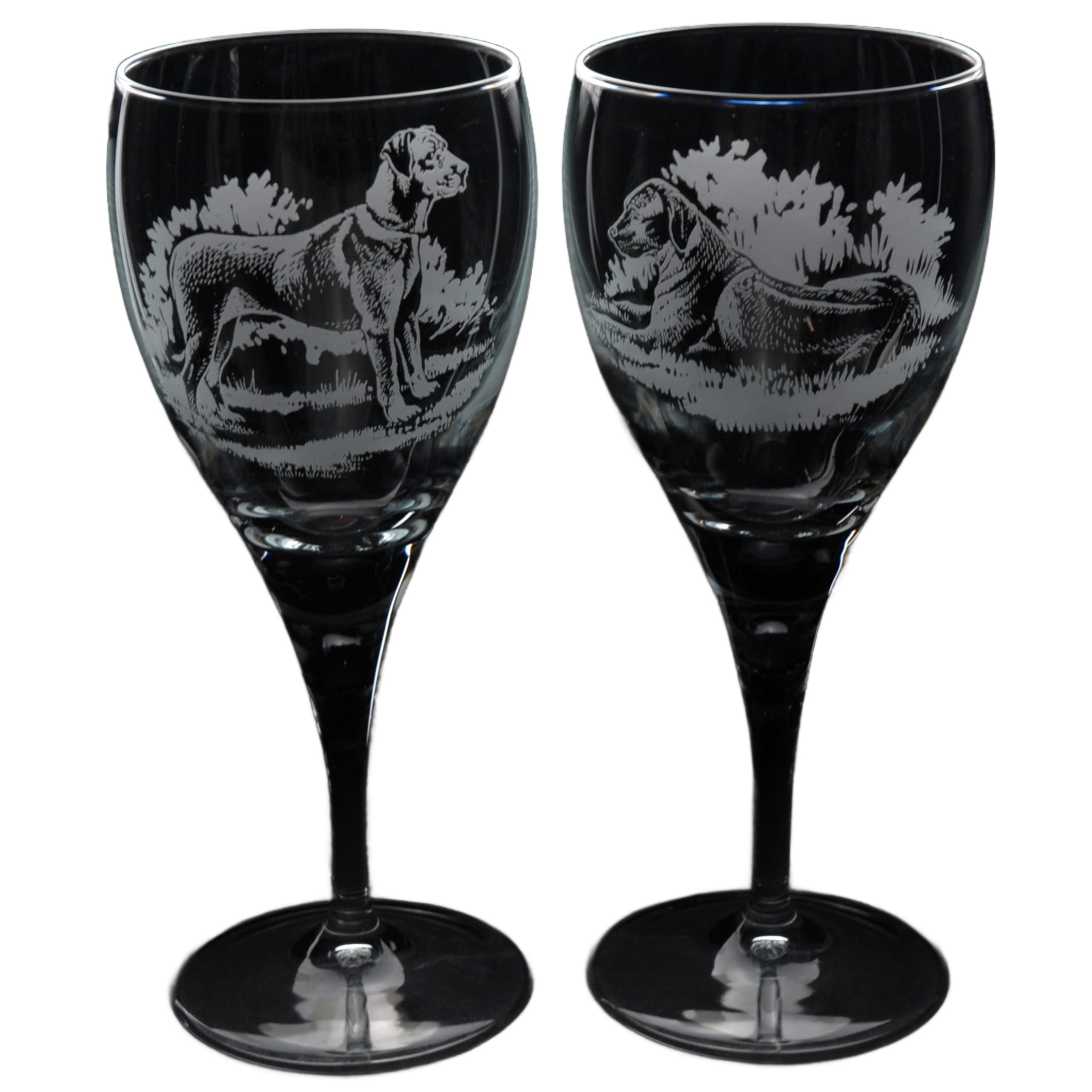 GLYPTIC Glass Art Rhodesian Ridgeback Dog Placement Hand Etched/Engraved Crystal Wine Glass