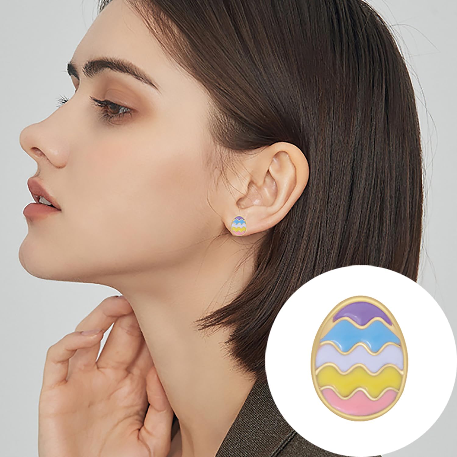 Easter Earrings for Women Colorful Easter Egg Stud Earrings Cute Bunny Rabbit Earrings for Women Easter Jewelry Gifts - Image 2