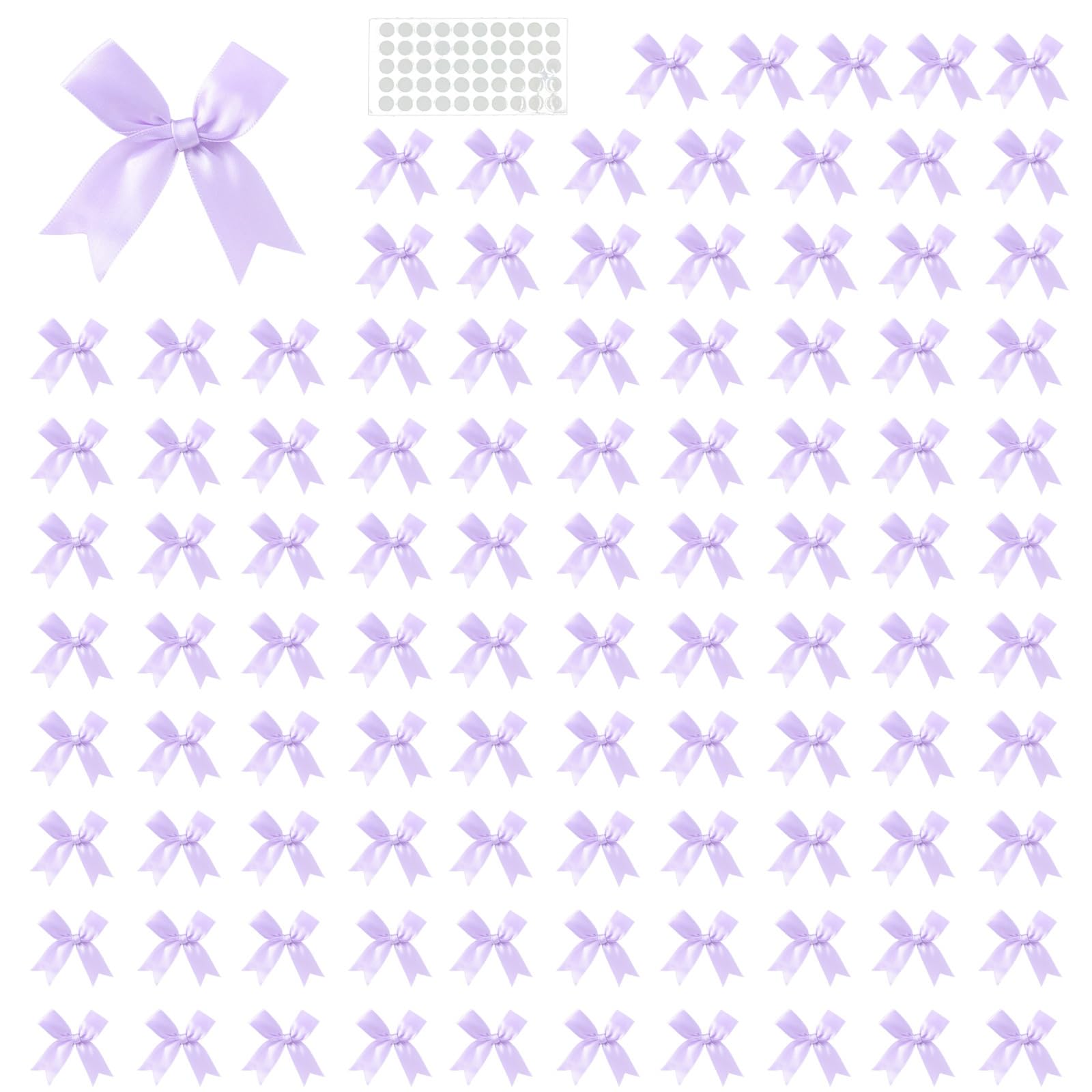 NEWFT 100Pcs Colorful Wrapping Bowknot 8cm Polyester Ribbon Bowknot for Wedding Birthday Valentine's Day Packaging