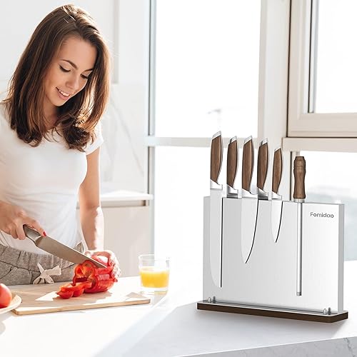 Miniatura 4 de Bloque magnético para cuchillos, soporte magnético de acero inoxidable, bloque magnético de cuchillos sin cuchillos de doble cara para