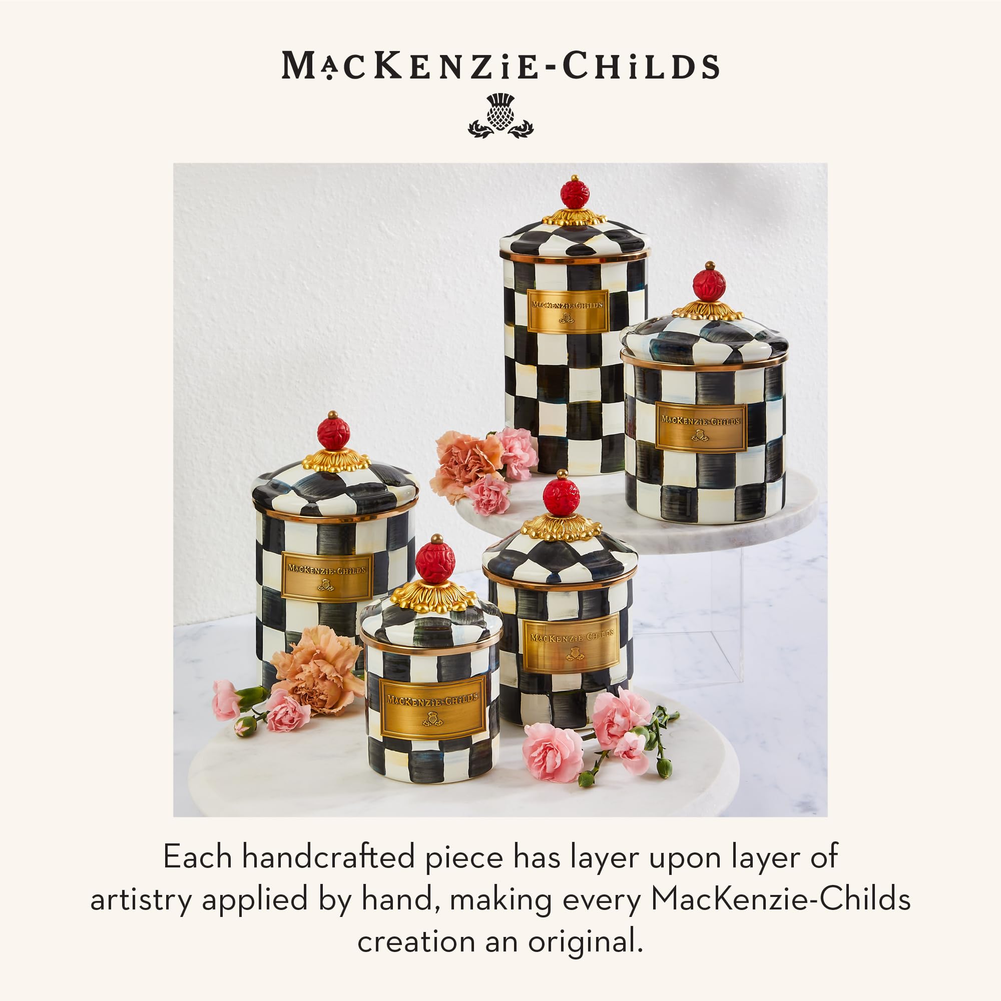 MACKENZIE-CHILDS キッチン保存容器 蓋付き Amazon.com: MACKENZIE-CHILDS Enamel Canister Set, Small (38 oz