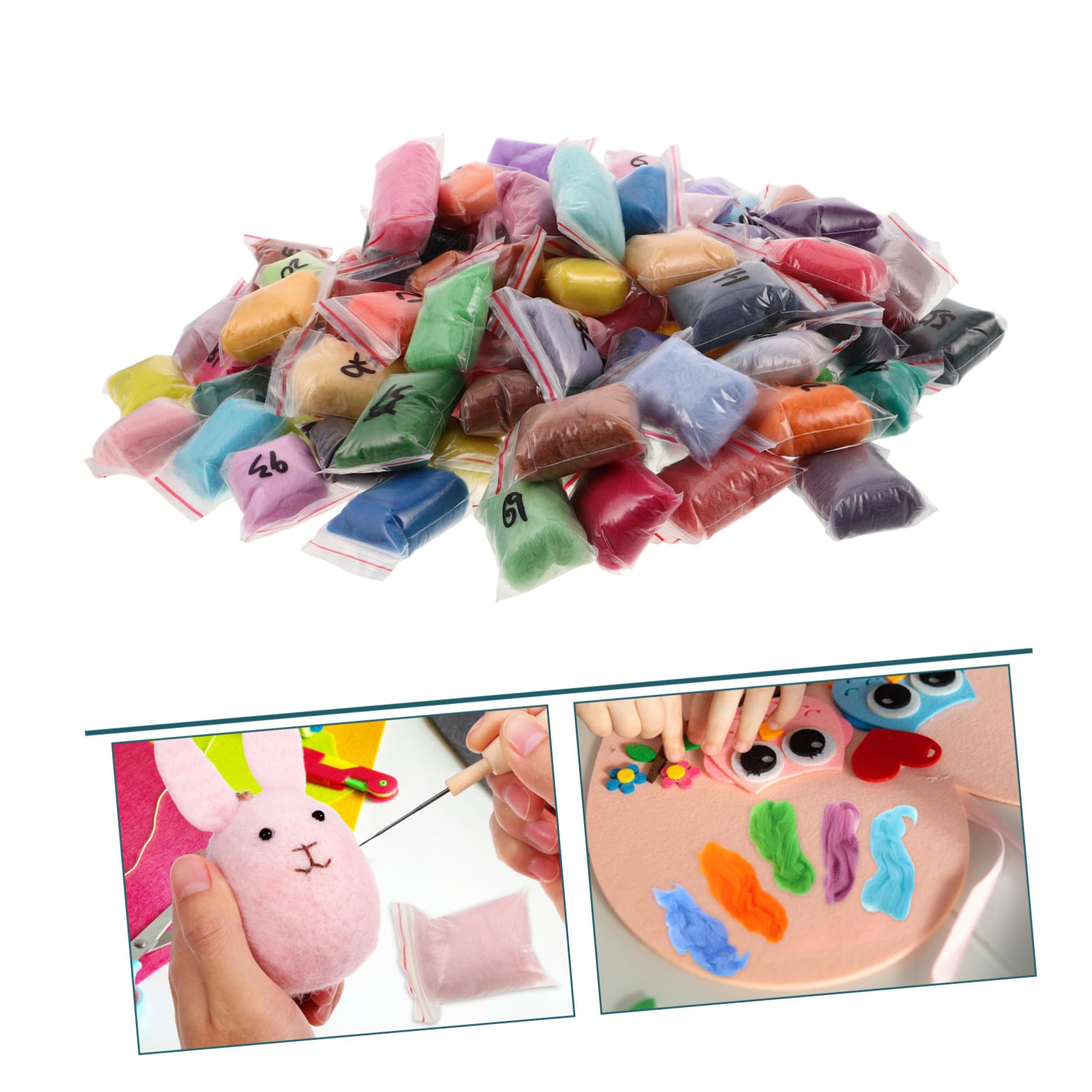 Lana para Fieltrar Aguja a Granel 100 Piezas 100 Colores
