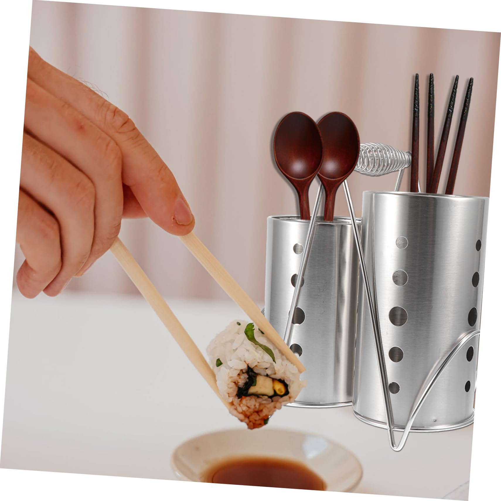 BRIGHTFUFU Chopstick Holder Kitchen Chopsticks Holder Chopsticks Spoon Rack Chopsticks Drying Holder Stainless Chopsticks Utensil Container Chopstick Storage Rack Stainless Steel Silver