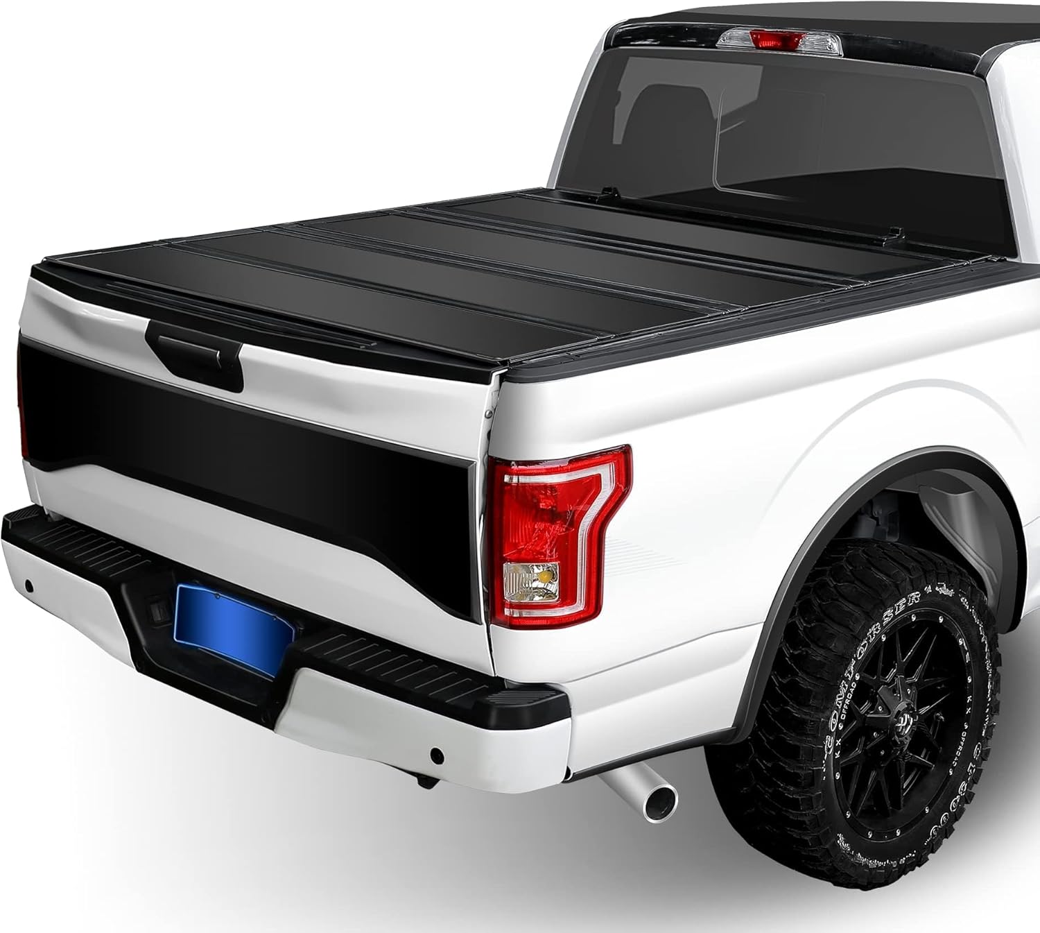 5.6' Hard Fiberglass Quad-Fold Truck Bed Waterproof Anti-Theft Tonneau Cover for F-150 & Lightning 2015-2025