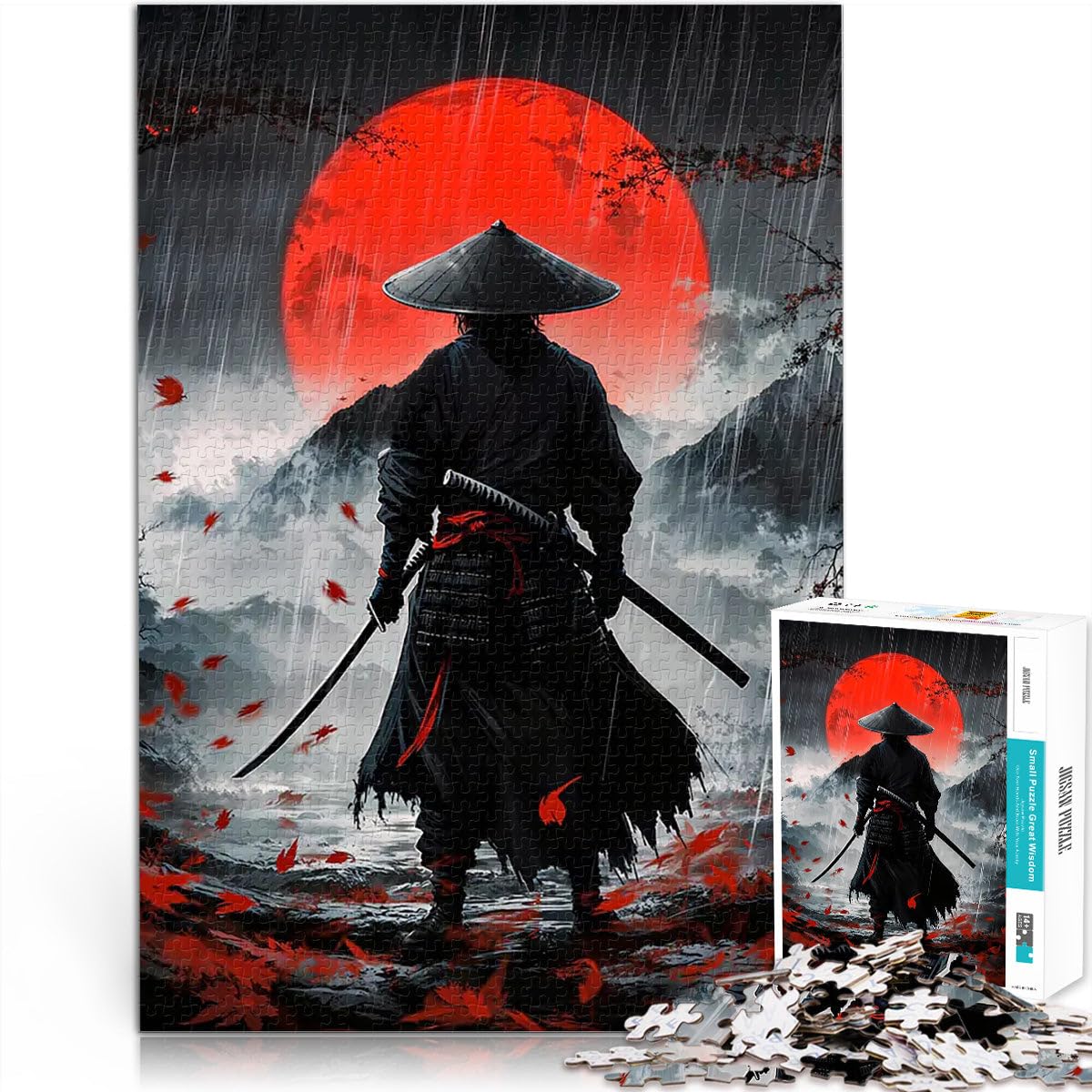 Jigsaw Puzzle for teenagers 2000 Pieces Samurai Blood Moon Familienspiel für und Wunschliste mit dem Weihnachtsmann70x100cm — image 1