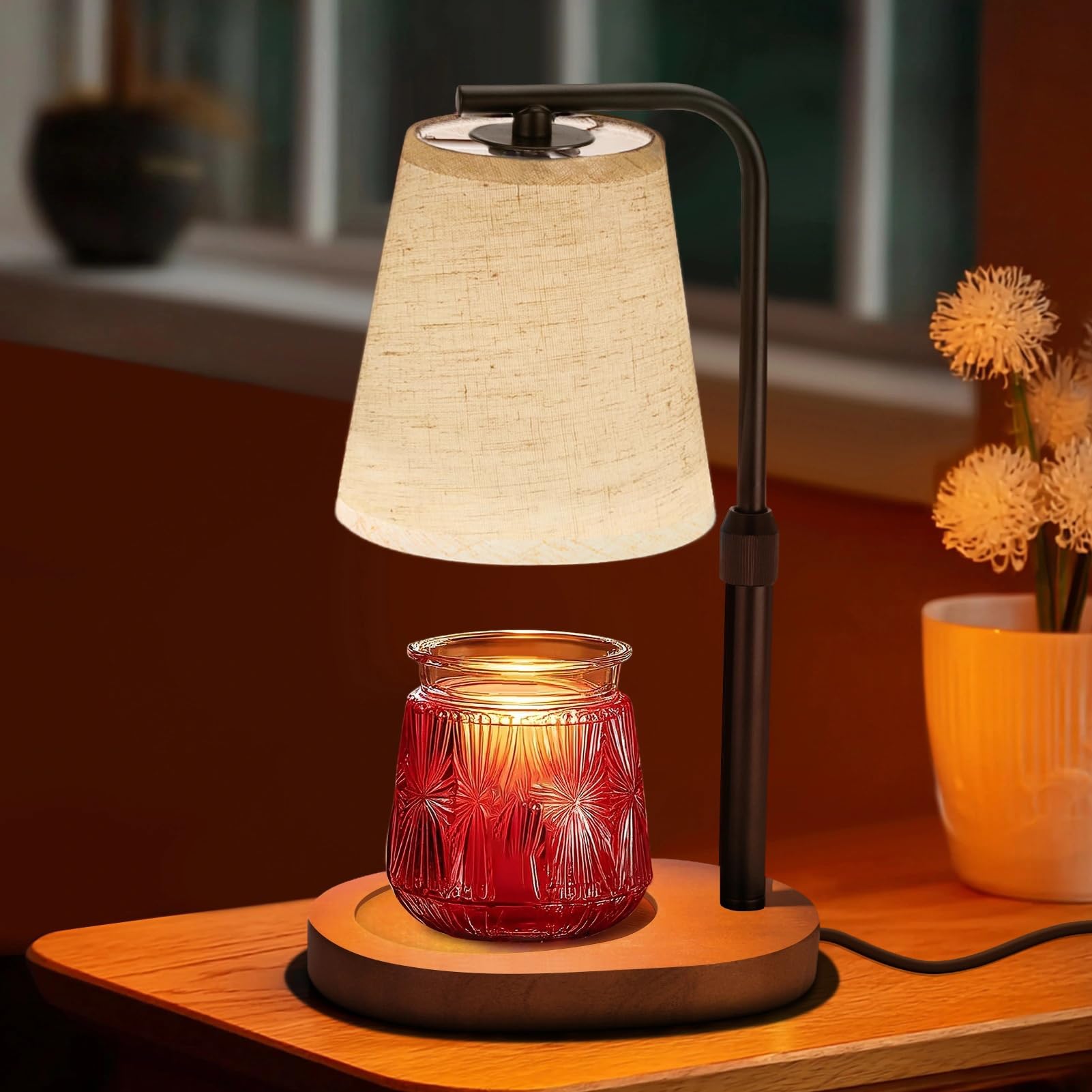 Candle Warmer Lamp with Timer Dimmable, Adjustable Height Candle Warmer Light for Jar Candles with 2 Bulbs, Christmas Birthday Gifts for Mum Women, House Warming Gifts New Home, Room Office Home Decor