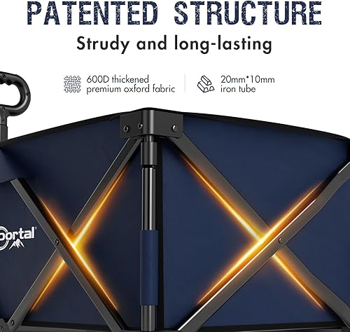 Miniatura 13 de PORTAL Carros plegables plegables de playa, resistentes con ruedas todo terreno para exteriores, campamento, jardín, compras, comestibles, plegable