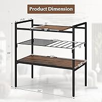 Vista 3 de GOFLAME Mesa consola industrial, mesa auxiliar de sofá con panel extraíble y estante de malla, mesa de vestíbulo de 3 niveles con marco de metal