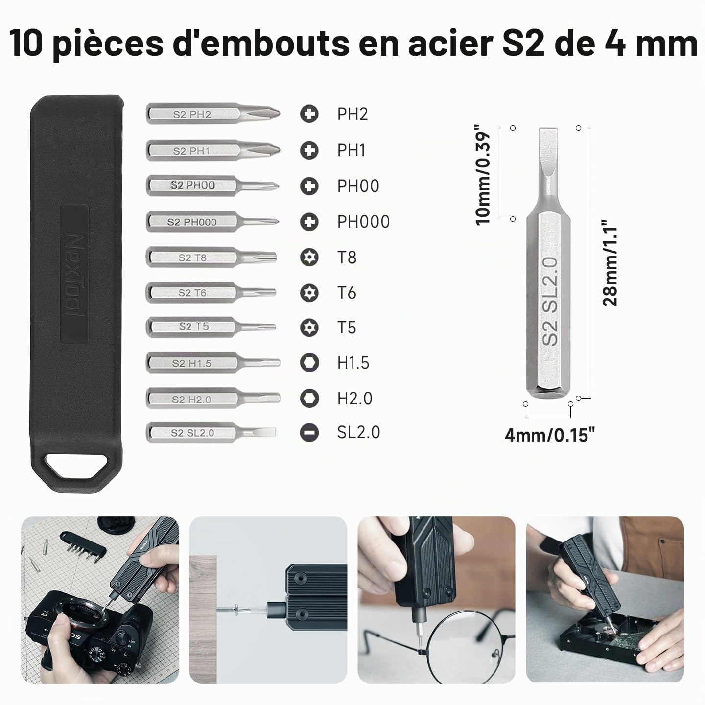 NexTool Knight K30 Couteau de Poche Pliant 11 en 1 à Verrouillage par Axe, Outil Multifonctions EDC avec Lame en Acier, Manche G10, Ciseaux Moletés, Jeu de 10 embouts de tournevis de 4 mm pour Camping
