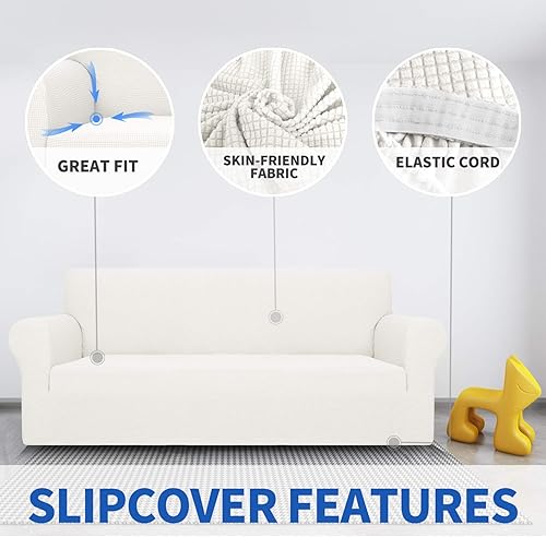Miniatura 54 de MAXIJIN Funda súper elástica para sofá de 3 cojines, funda universal de 1 pieza para sofá de sala de estar, protector de muebles de elastano, apto
