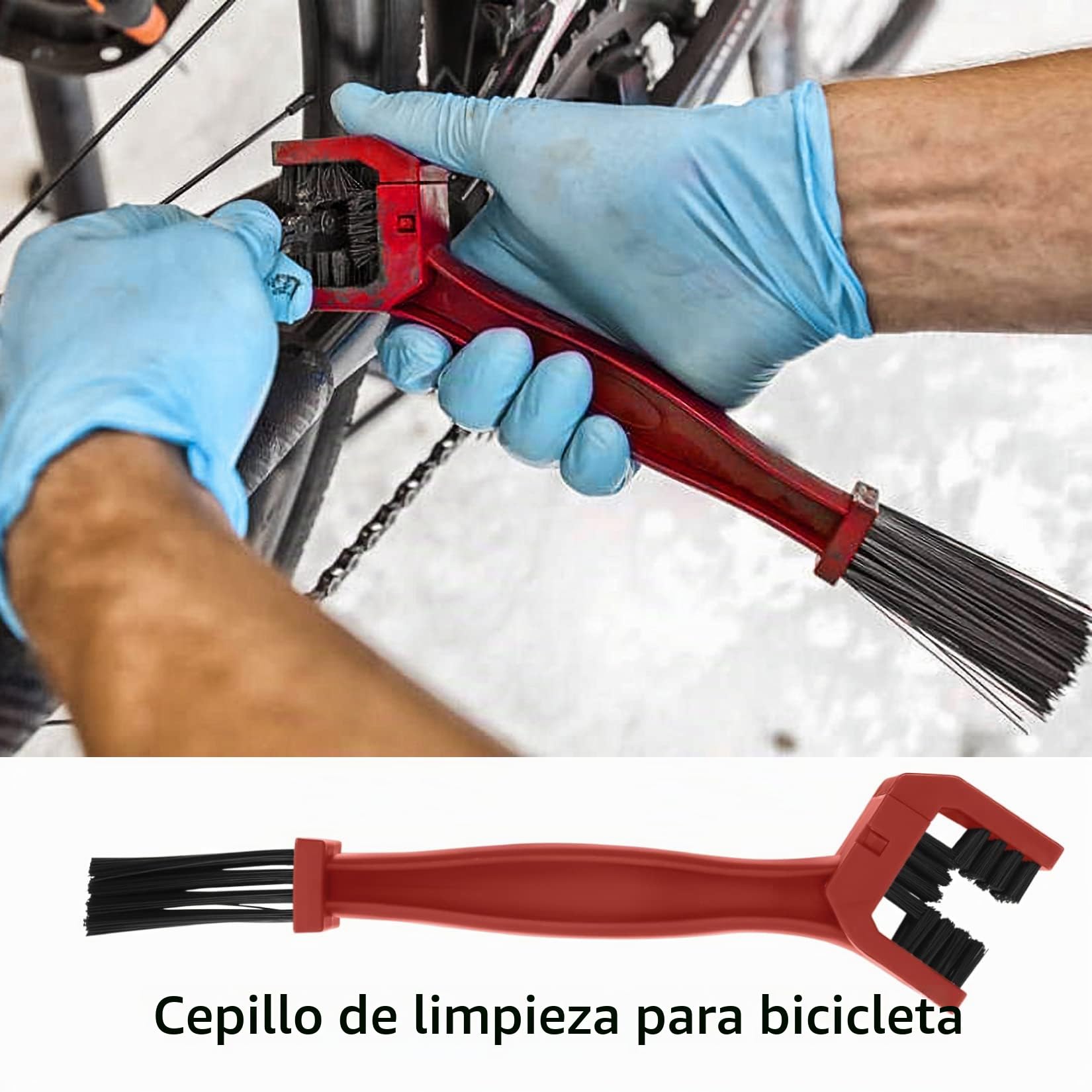 4 Piezas Kit Herramientas de Cepillo Limpieza de Cadena de Motocicleta Bicicleta, Cepillo de Mantenimiento Limpieza Limpiar de Cadena y Engranes de Bicicleta de Montaña