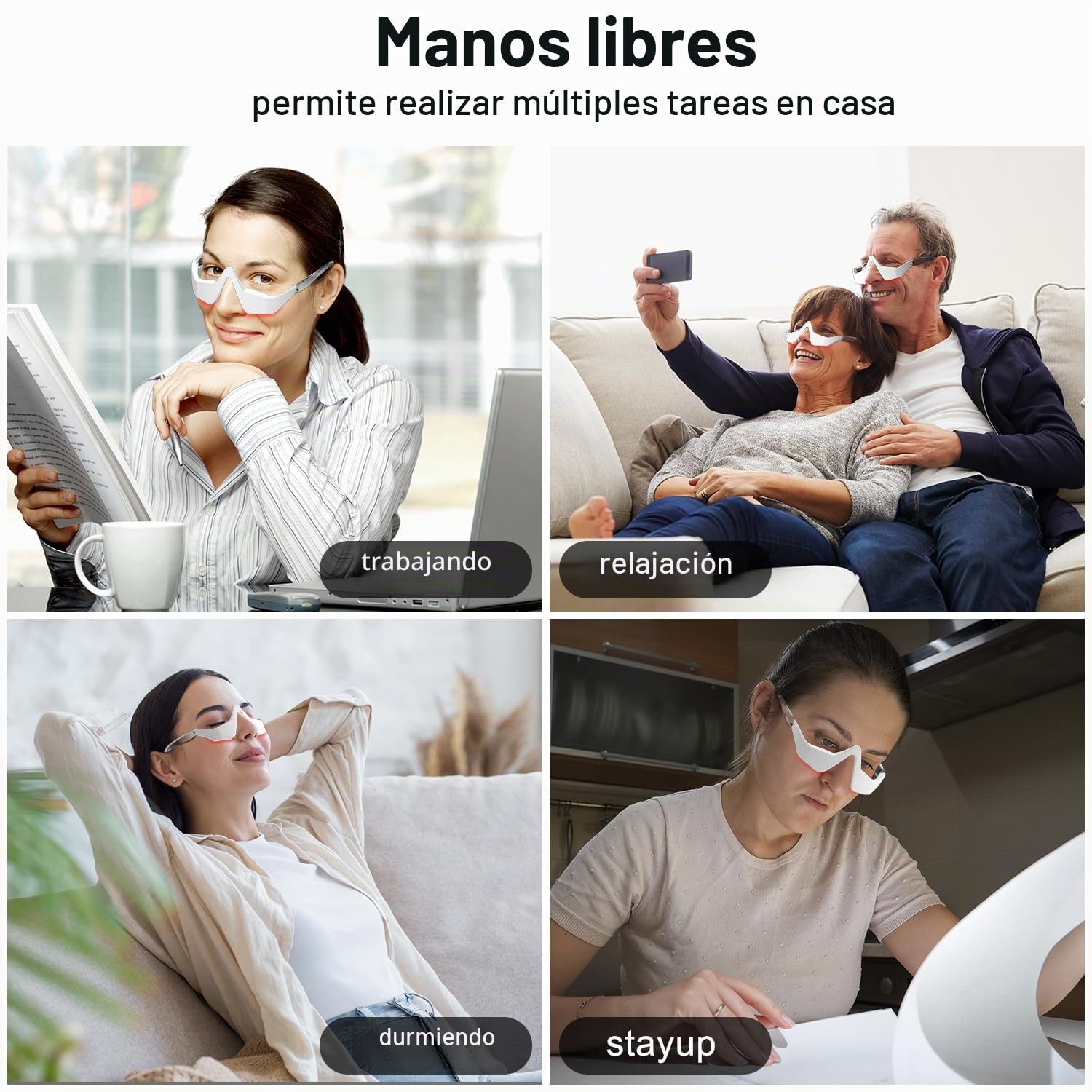 Dispositivo de terapia de luz roja debajo de los ojos, gafas de terapia de luz roja, masajeador de ojos con microcorriente, máscara de ojos de luz roja para bolsas de ojos, ojeras, hinchazón