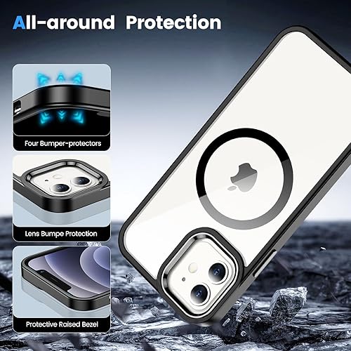 Miniatura 4 de Temdan Magnetic Case for iPhone 12 Case & iPhone 12 Pro Case Clear,Compatible with Magsafe 12 FT Shockproof 2 Pcs Glass Screen Protector Not