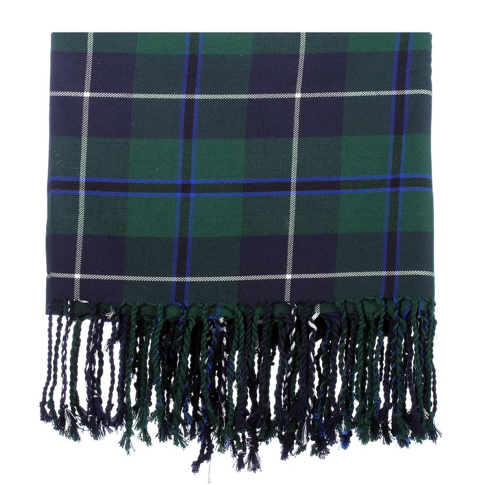 The Scotland Kilt Company Men's Scottish Fly Plaid in Douglas - Tartan Polyviscose Lightweight Durable Shawl with Purled Fringe - 39” x 39”