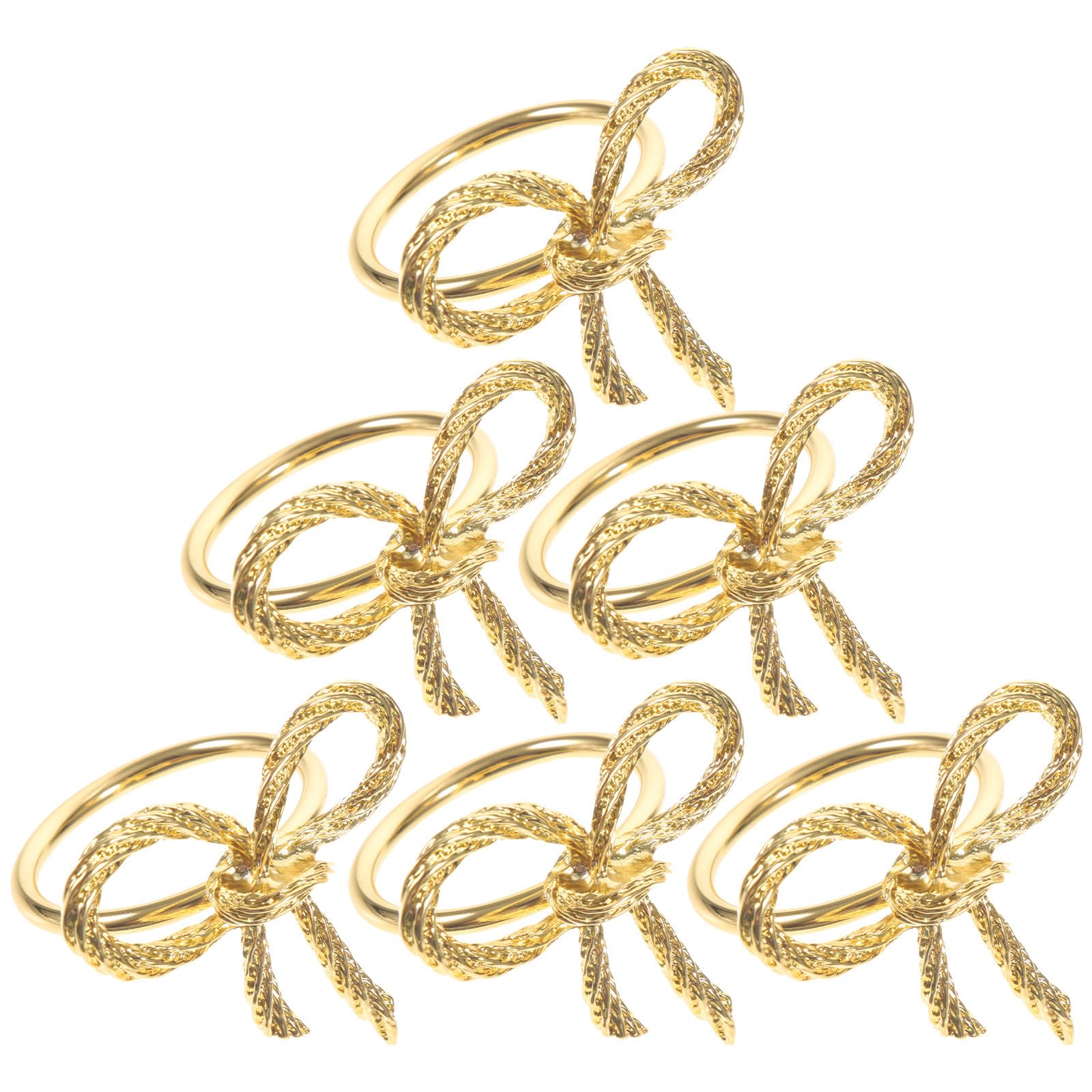 Toyvian 30 Pezzi Anelli per Tovaglioli Fiocco Oro, Set da 6 in Ferro e Abs