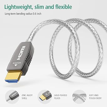 RUIPRO 8K HDMI 2.1b Fiber Optic Cable, Ultra High Speed Certified, 25FT