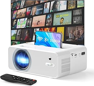 4K Projector, Projector with WiFi and Bluetooth, Portable Movie Projector with Remote, Home Theater Video Projector Compatible with HDMI, USB, MicroSD, Laptop, iOS & Android