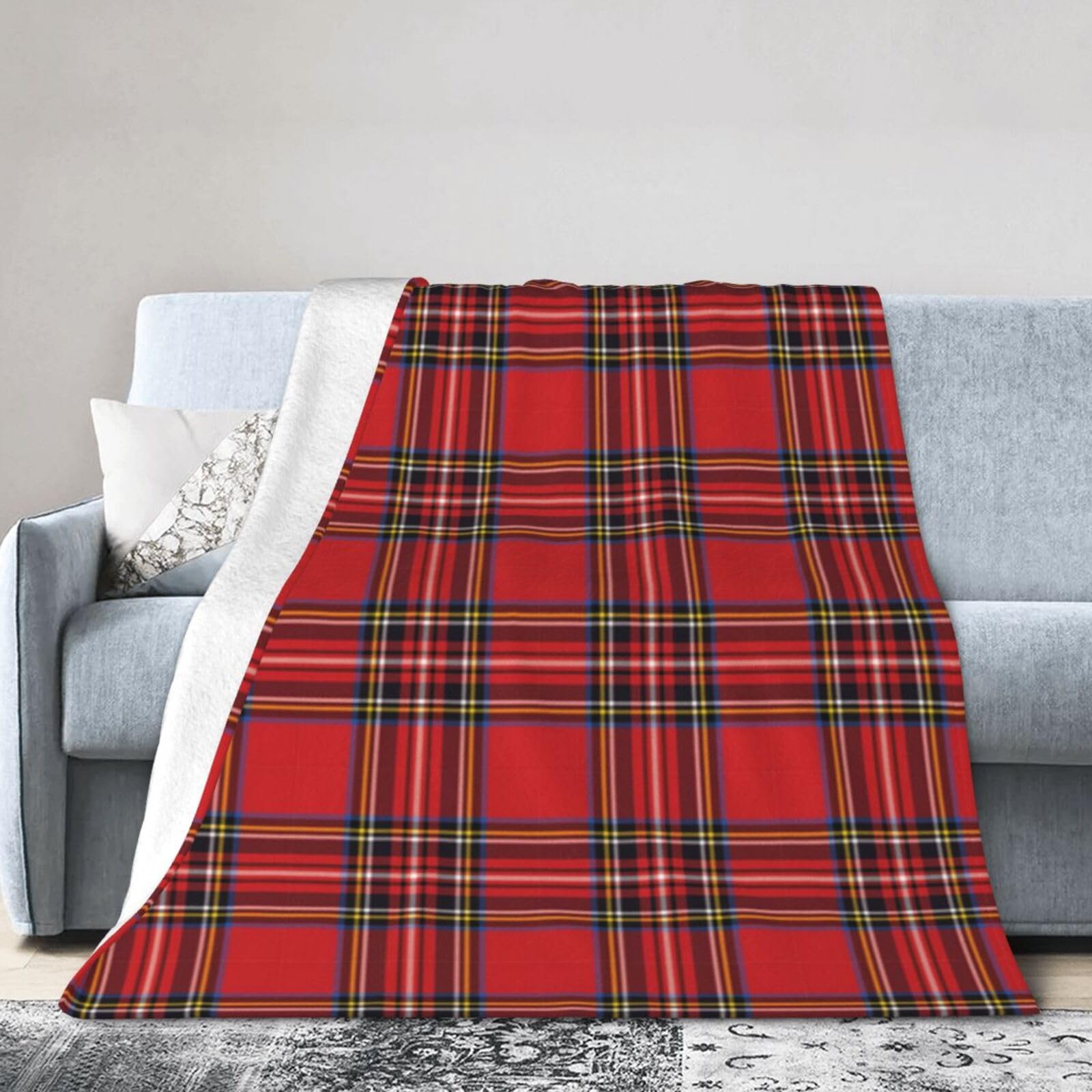 ERTDFXCV Red black Buffalo Scottish Tartan Plaid Checkered Blanket 50"x40"