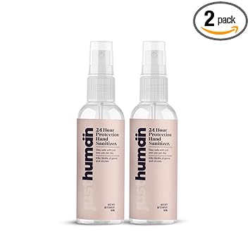 Justhuman 24 Hour Protection Hand Sanitizer spray- 99.99% Effective Against Germs -70% Alcohol | Made with USA Technology | Protective Bionic Shield | Skin Friendly and Safe for Kids | Instant Germ-Free Protection| (Pack of 2, 50 ml)