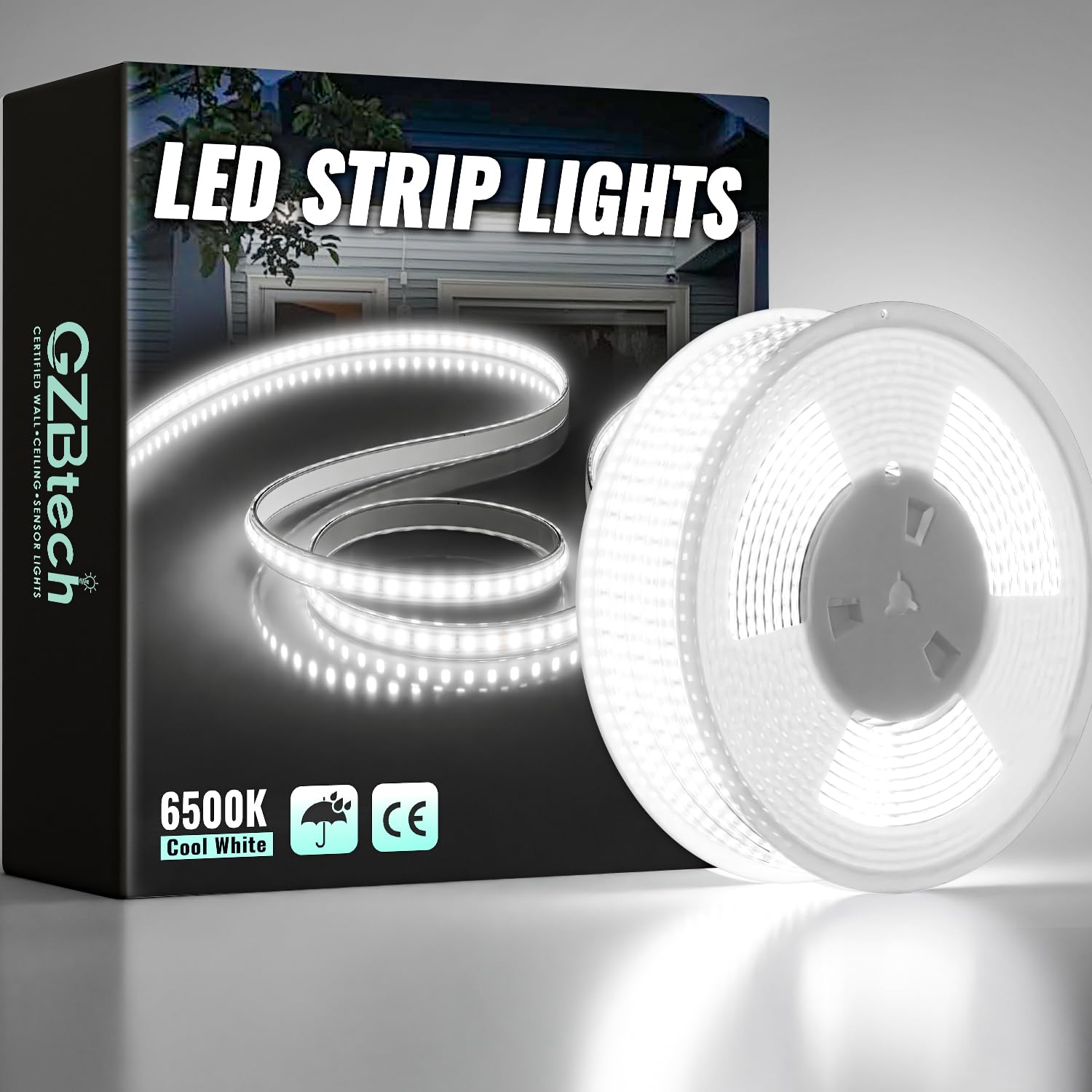 GZBtech Silicone LED Strip Light 30M, 6500K Cool White LED Strip Cabinet Lighting, Cuttable Self-Adhesive Tape Light for Bedroom, Kitchen, Indoor & Outdoor, Decoration and Commercial Use