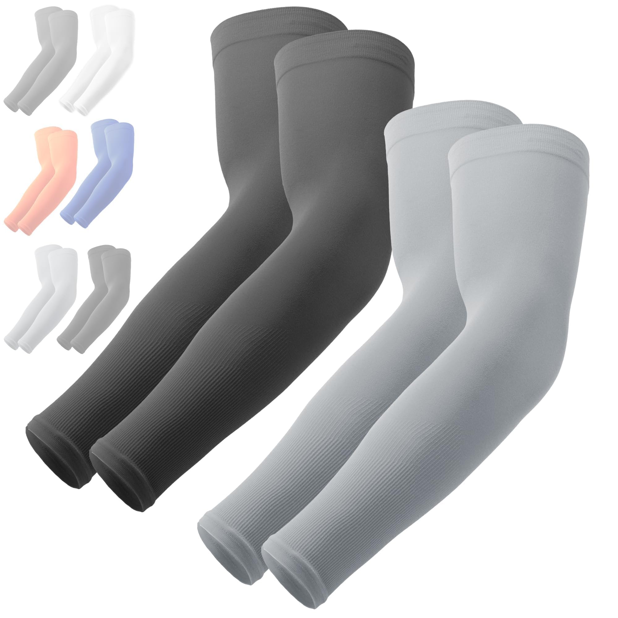 Outdooressentials Women's 2 Pairs: 1 Pair Dark Gray, 1 Pair Light Gray Uv Sun Protection Arm Sleeves - Cooling Sports Compression Multipack Athletic Sleeves For Men & - Upf 50 Arm Cover/Shield For Basketball, Running, Cycling, Golf, Baseball & Football