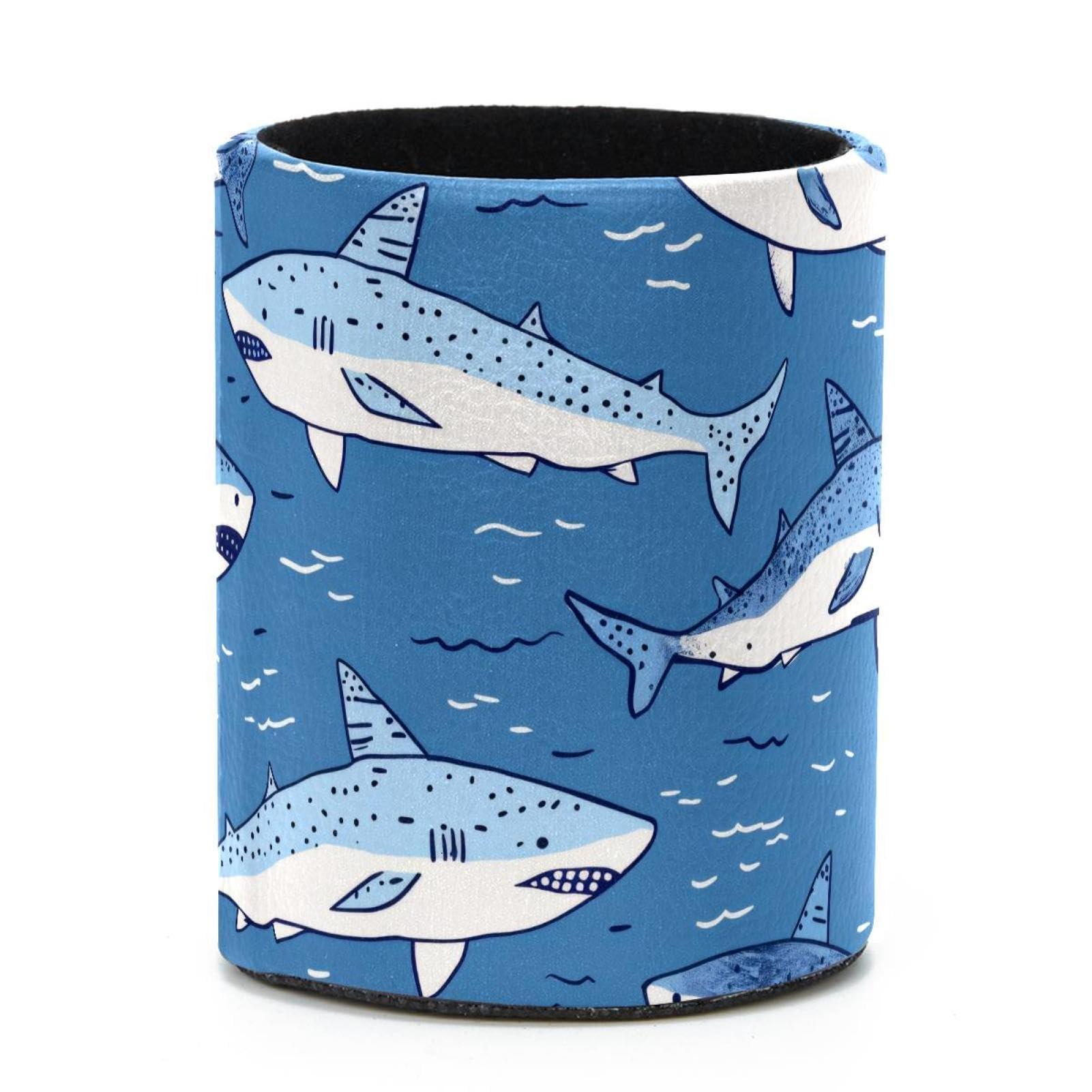 VAPOKF Round Pencil Holders for Desk, Sharks Pen Holders Pen Pot Makeup Brushes Storage Desktop Stationery Supplies Organiser for Home Office