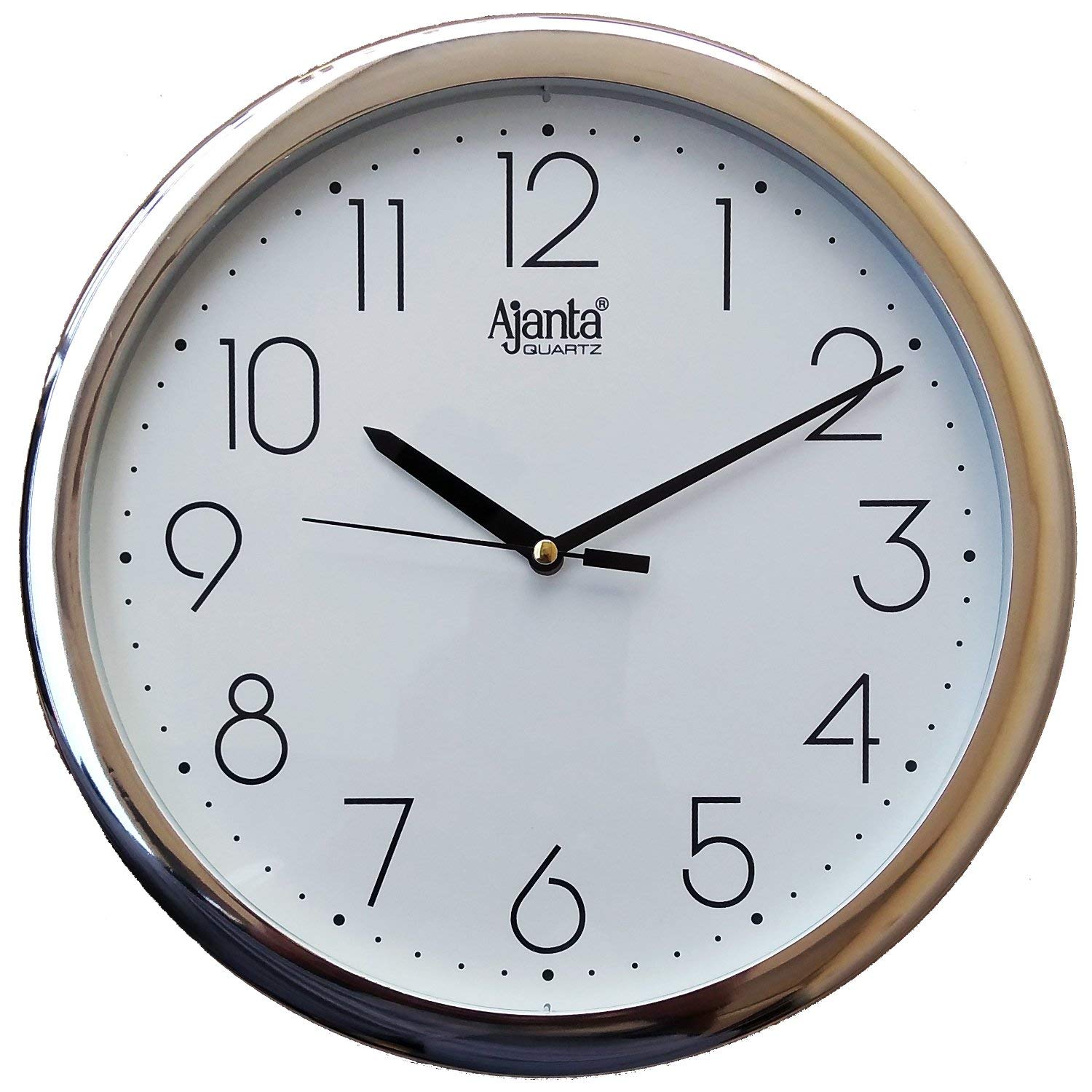 Ajanta Designer Plastic Small Round Battery Operated Analog Wall Clock with Large Numbers (26 X 26 X 3.3 Cm, Quartz, Silver) (B095KJG6SY) Amazon Price History, Amazon Price Tracker