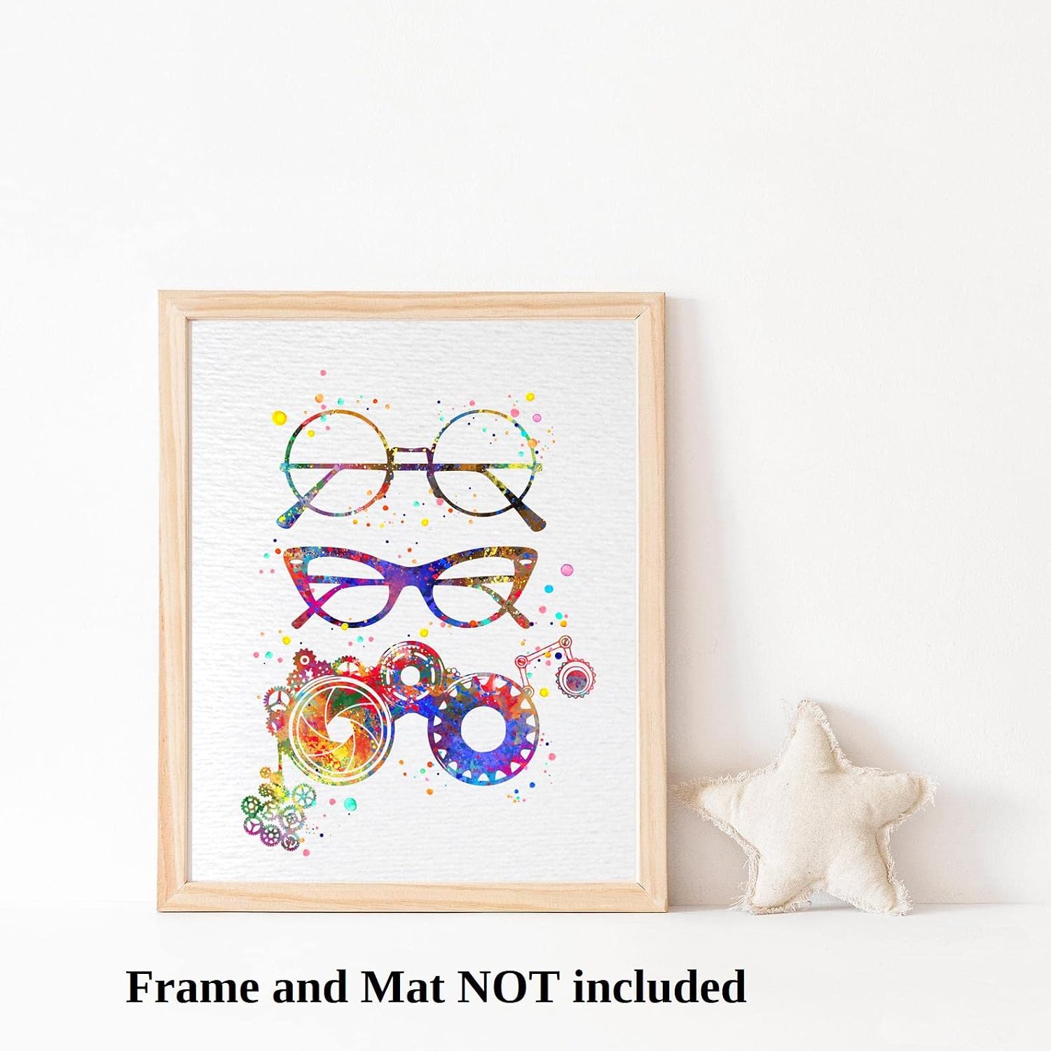 Dignovel Studios 11X14 Unframed Eyeglasses Watercolor Art Print Poster Optometrist Optometry Optician Eye Doctor Eye Wear Medical Ophthalmology Clinic Décor DN749