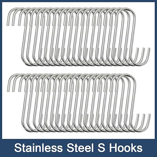 Miniatura 3 de Paquete de 40 ganchos en S de acero inoxidable resistentes para colgar ollas, sartenes, plantas, tazas de café, toallas en la cocina y el baño,