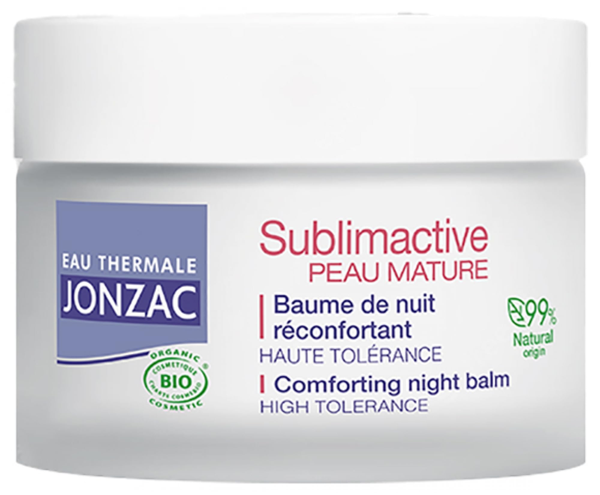 Eau Thermale Jonzac | Pocieszający balsam na noc - organiczna skóra dla dorosłych | Gęstość - Twardość | Wysoka tolerancja | Skóra dojrzała | 99% pochodzenia naturalnego | 50 ml