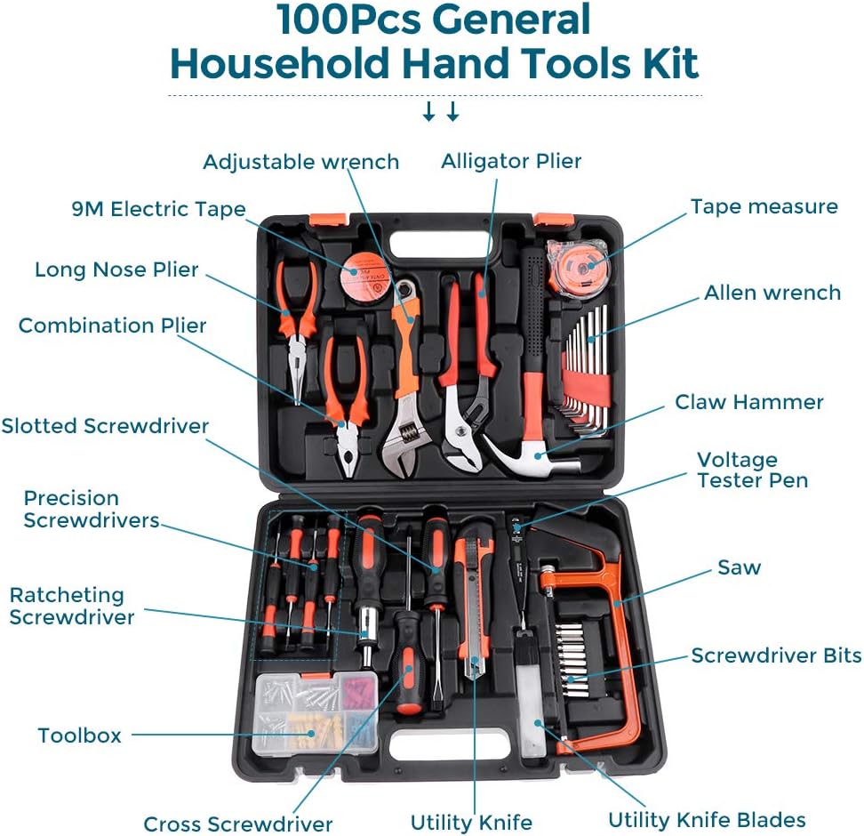 Best Cyber Monday 🔥 Miulika 100 Piece Tool Set General Household Hand Tool Kit Home Repair Mechanics Tools Screwdriver Hammer Wrench Plier Saw with Toolbox Storage Case Hottest Sale Miulika 100 Piece Tool Set General Household Hand Tool Kit Home Repair Mechanics Tools Screwdriver Hammer Wrench Plier Saw with Toolbox Storage Case
