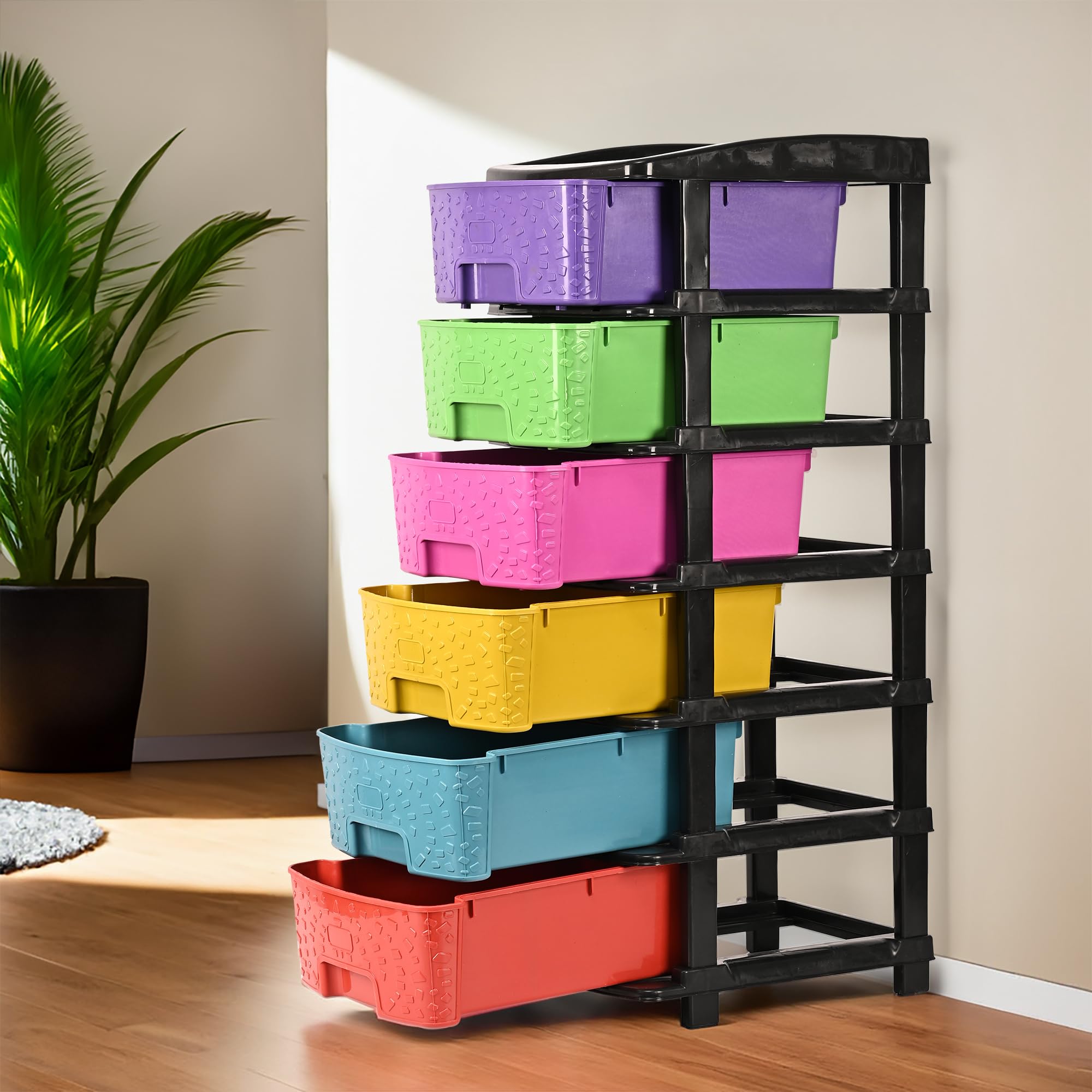 Kuber Industries 6-Tier Multipurpose Plastic Drawers Storage Organizer | Cabinets/Storage Rack for Kitchen | Space-Saving Kids Toy & Bedroom Shelf for Home/Office | Multicolor (B0DH2HK74J) Amazon Price History, Amazon Price Tracker