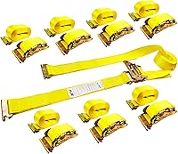 KJE 8-Pack E-Track Ratchet Straps 2"x20' Heavy Duty Cargo Tie-Downs 4500lbs Break Strength for Trucks, Vans, Trailers