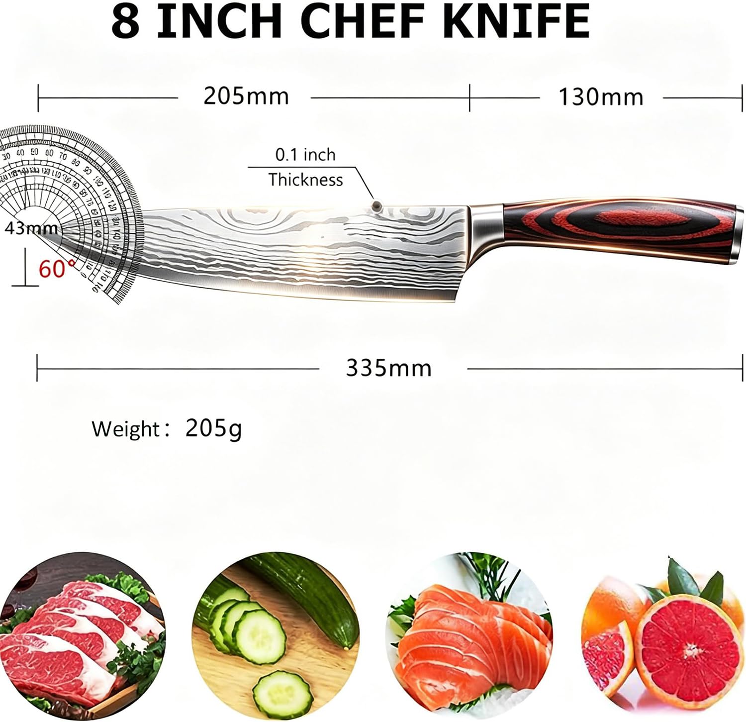 8" Japanese Chef Knife, High Carbon Steel, Ultra Sharp Cooking Knife — Amazon image 8