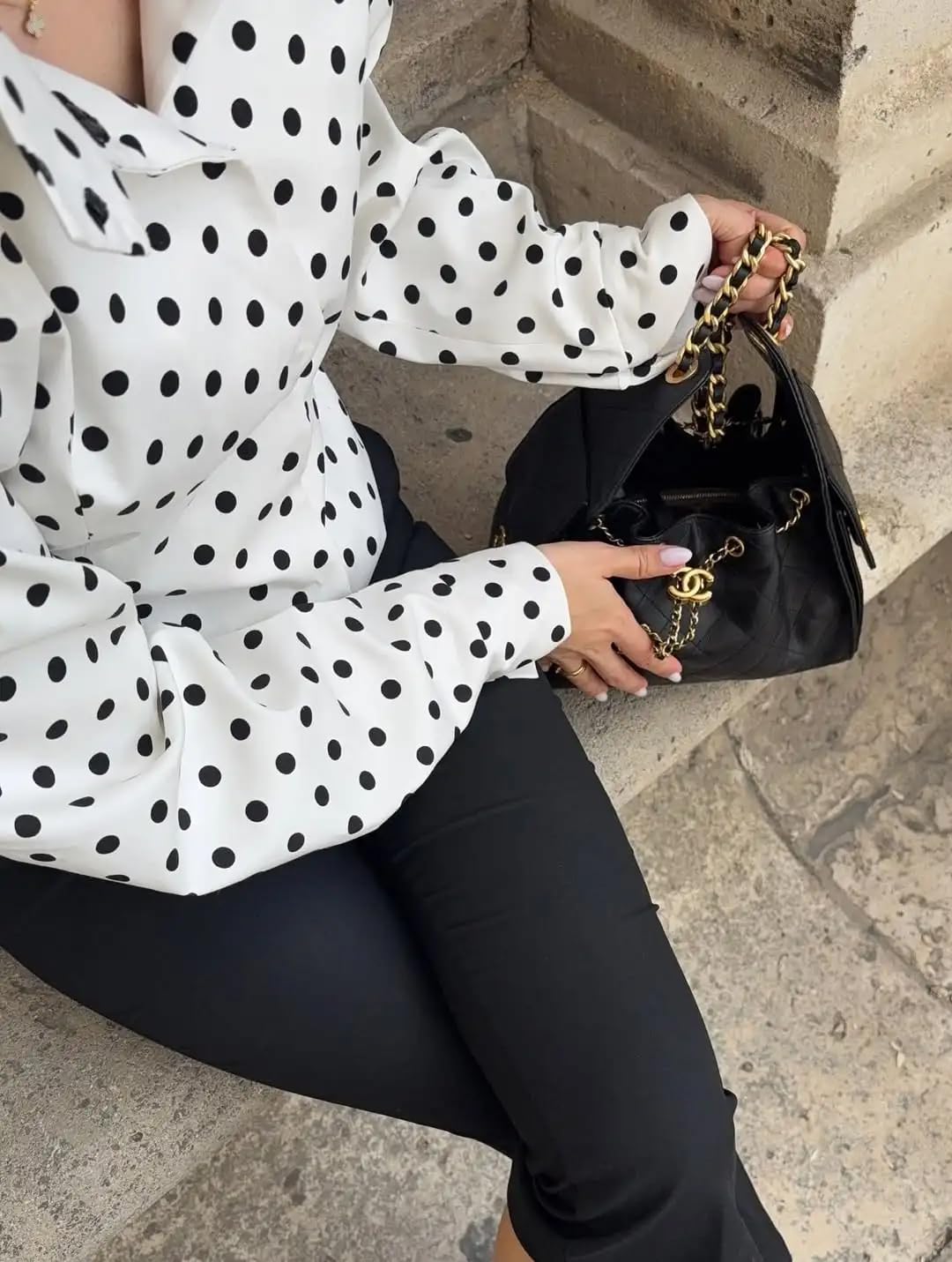 Womens Polka Dot Print Stand Neck Short Jackets Retro Zipper Lantern Sleeve Streetwear Jackets Outerwear