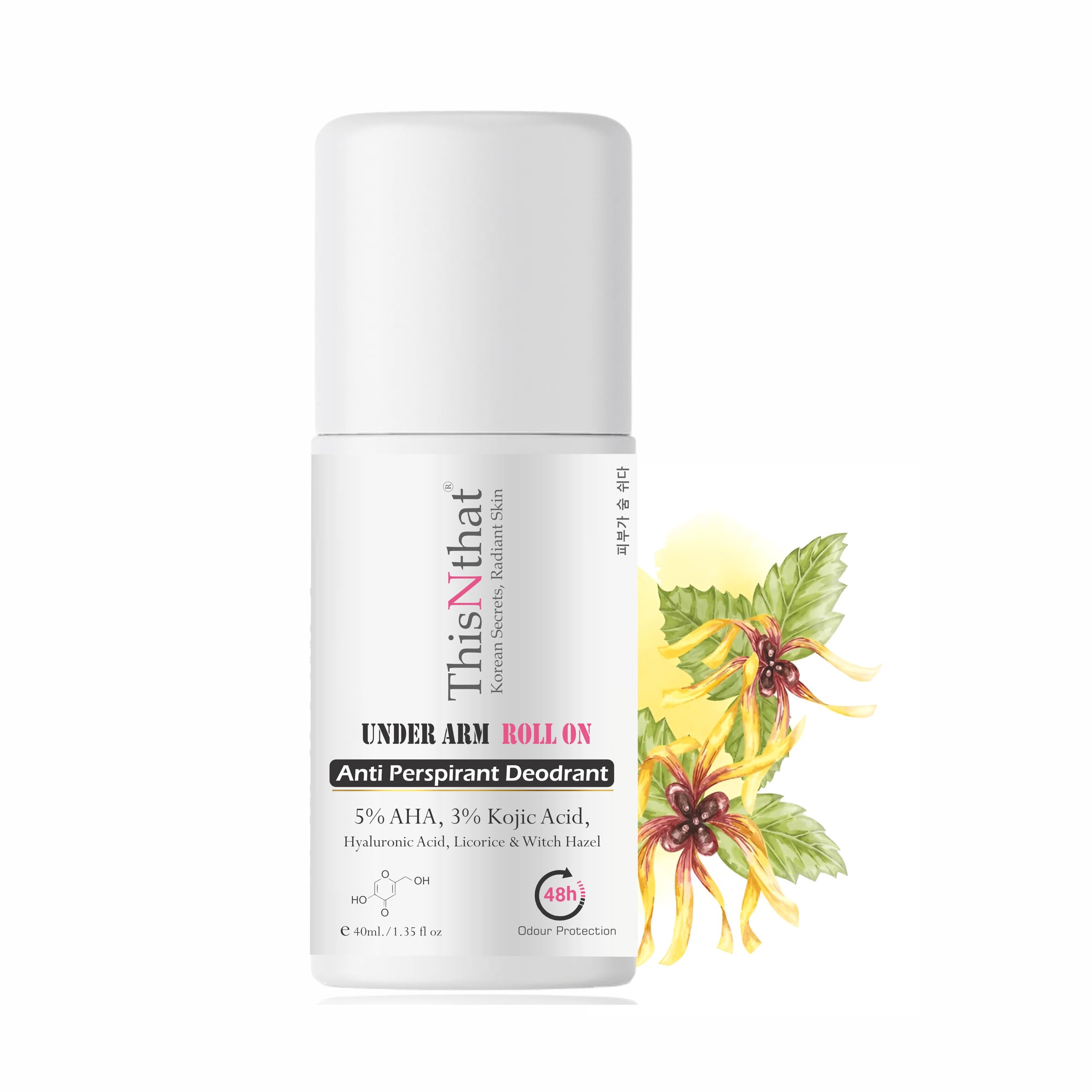 ThisNthat Underarm Roll-On Deodorant | Anti-Perspirant for Women & Men | 5% AHA + 3% Kojic Acid, Hyaluronic Acid, Licorice & Witch Hazel | Brightens, Hydrates & Odor Control | Alcohol-Free, 40ml-image-39