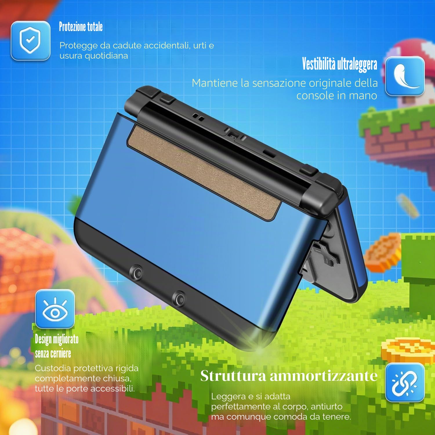 TNP - Custodia protettiva rigida compatibile con Nintendo 3DS XL LL 2015, design senza cerniere