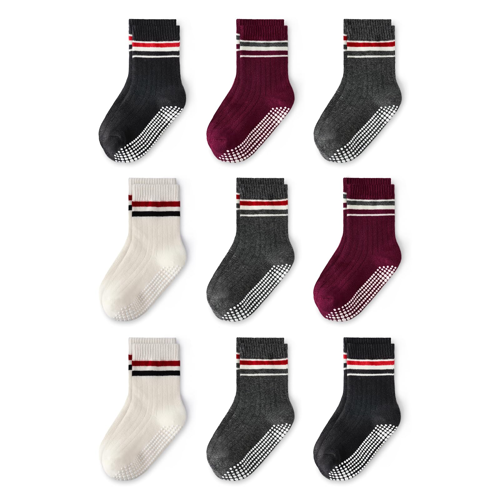 Baby Toddler Essentials Non-Slip Crew Socks for Unisex Boys Girls