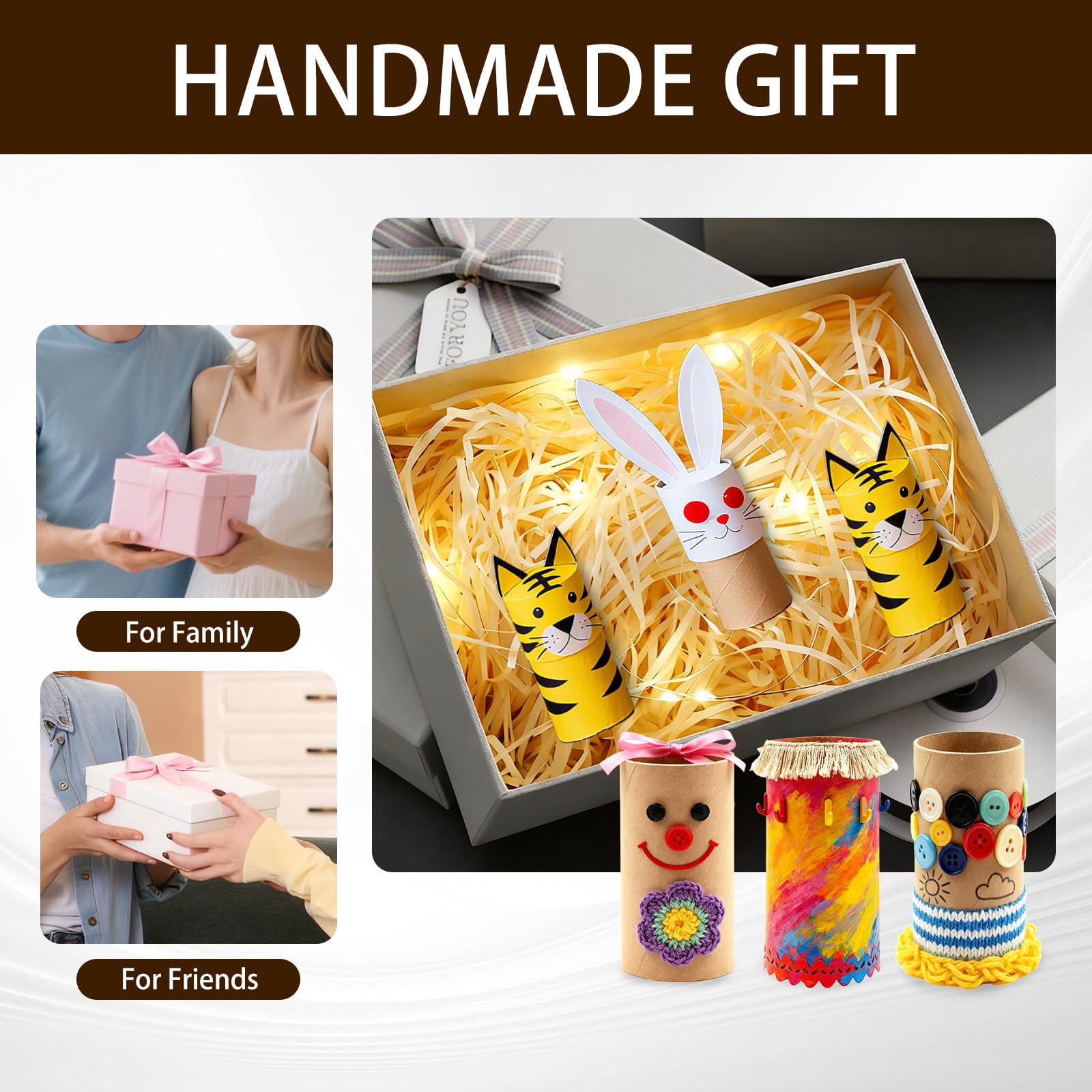 120 Stück Kartonröhren zum Basteln, 3,8 x 8,6 cm leere Toilettenpapierrollen, runde Bastelröhren, stark und druckfest, für DIY, Kunst, Geschenk, Braun